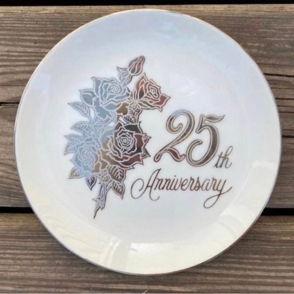 VINTAGE NORCREST 25th ANNIVERSARY DECOR DISPLAY PLATE - Picture 1 of 4